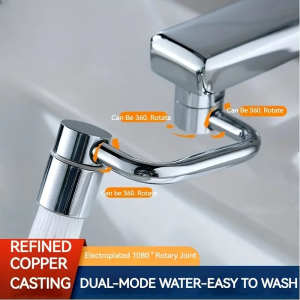 1pc 1080° Swivel Faucet Extender Universal Splashproof Dual Spray Modes Rust-proof Bathroom Sink Accessories with Adapter