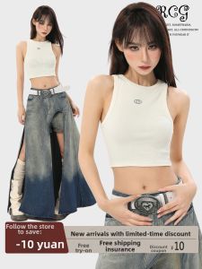 ARCG | American Style White Crisscross Camisole Short Spicy Girl Top with Padding