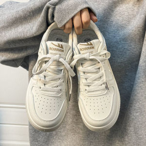 Women's Sporty Thick Bottom Versatile White Sneakers: Korean Style Low Top Cross Buckle & Round Toe PVC Outsole Shoes