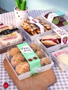 [10 PCS] Dessert Box Tahan Panas Oven Mika Kotak Mochi Box/ Paper Box Cookies Box Roti Burger Hotdog