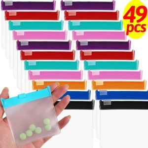 【XZxinzhan】49/5PCS Reusable Colorful Pill Dispenser Bags Mini Medicine Zip Bags Self-Sealing Jewelry Storage Pouch Portable Waterproof Bags