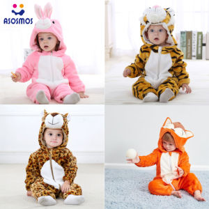 ASM Kids Onesie Pajamas Toddlers Cartoon Animal Flannel Costume with Hood Long Sleeves Kids Onesie Pajamas Winter Home Suit for Party Halloween