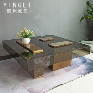 Stainless Steel Italian Normcore Accessible Luxury Style Acrylic Designer Sample Room Modern Stylish Scandinavian Creative Big Tea Table