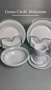 6pcs set Green Circle Melamine Dinnerware Plate / Bowl / Saucer / Cup (688 GC) Smart Kitchen Ph