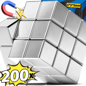 Dizoey 200/10PCS Mini Strong Neodymium Magnets Silver Cube Magnets for Crafts Fridge Whiteboard Office Dry Erase Board Magnetic Block