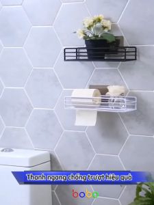 Kệ phòng tắm bằng sắt rèn đựng sữa tắm giá lưu trữ nhà vệ sinh treo dính tường không cần đục lỗ babo (TB26).