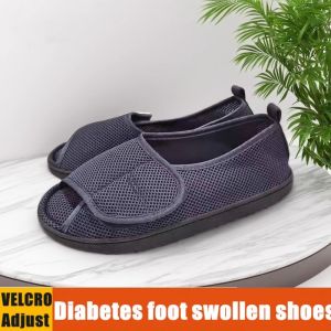 Banchugw Diabetic Shoes for Men Extra Wide Slip-on Shoes for Swollen Feet Adjustable Elderly Sandals