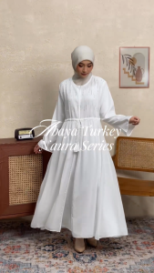 ABAYA PUTIH GAMIS TURKEY MUSLIMAH WANITA NAURA SERIES
