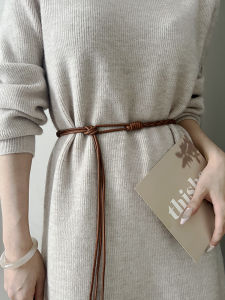 Woven Knot Waist Belt for Women Skirt Suit Accessory Thin Belt for Sweater Coat Matching Youthful Style Soft Surface Decor