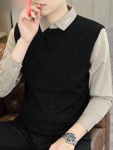 HENGYUANXIANG | Hengyuanxiang Mens Knitted Sweater Shirt Collar Thick Warm Winter Fashion Casual Loose Fit Long Sleeve Pure Color Knitwear