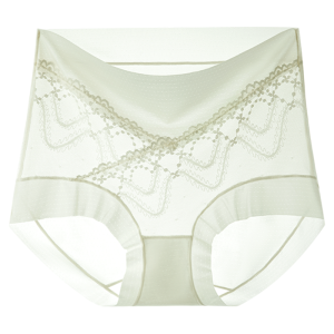 Quần lót ren MiiOW làm bằng lụa băng không đường may lưng cao thoải mái