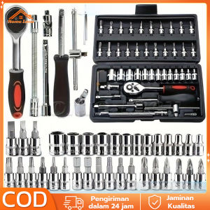 46 PCS Socket Set Mobil Motor Lengkap Socket Tool Kit Pas Ring Motor Mobil/Set Kunci Sok Kunci Shock 46 pcs Mobil Motor Lengkap Socket Tool Kit set Pas Ring Motor Mobil
