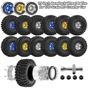 4pcs 1.9 Beadlock Wheel Mud Terrain Tires for 1/10 RC Crawler Car Axial SCX10 TRX4 TRX6 Redcat GEN7/8 RC4WD D90 VS4-10 FCX MST