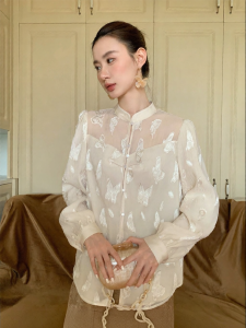 XXNING | Áo Blouse Đương Kim Cổ Trung Quốc Phong Cách Bướm