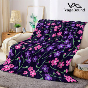 BILIBILI | pink purple ditsy floral navy Flannel Blanket Warm Soft Halloween Christmas Decorative Couch Warm Cozy All-Season Gift