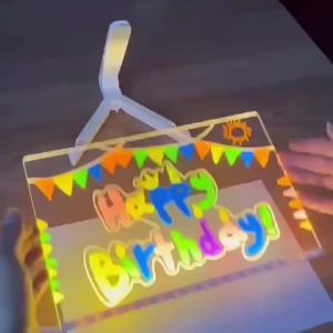 NEWSTYLE | LED Note Board Night Light with 7 Colors Pen Reusable Toy Doodle Board Glow Drawing Tablet Kids Creative Art Birthday Gifts