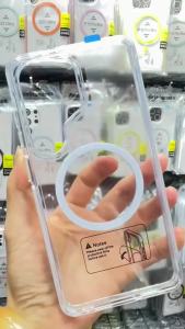 For MagSafe Transparent Anti-yellow PC+TPU Case For Samsung S26 Ultra S25 S24 Plus S23 Silicone Anti-Slip Edge Protective Cover