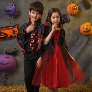 (có sẵn)Bộ đồ hóa trang ma cà rồng cho bé trai và bé gái trang phục Halloween