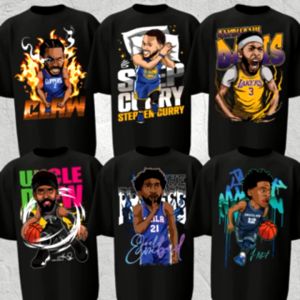 New Cartoon NBA Basketball Oversized Tshirt All star Kawhi Curry Booker Lillard Durant Embid Harden Irving T-shirt