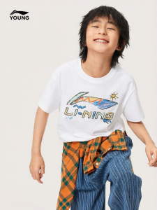 LI-NING KIDS | Cotton Short Sleeve T-Shirt Children Loose Fit