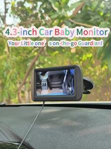 Baby Car Mirror 4.3 inch Suction Cup Mount Monitor Safety Car Seat Mirror Camera Monitored Mirror for Car Seat Rear Facing