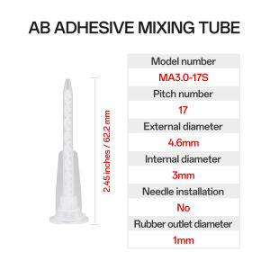 50/100pcs Static Mixer Nozzle Mixing Tip MA3.0-17S Epoxy Mixing Nozzle for 50ml Adhesive Applicator Cartridges(1:1/1:2Ratio)