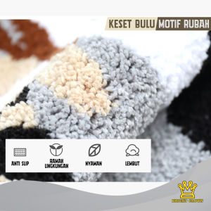 Keset Bulu Motif Rubah / Keset Bulu Rumah Animal 40X60CM 3 WARNA Import