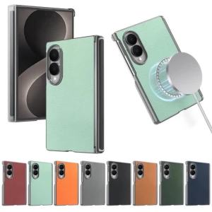 szhaiyu | Premium Lychee Pattern Leather Magnetic Case For Samsung Galaxy Z Fold 8 Ultra 7 6 5 4 Trifold Hinge Protection Shockproof