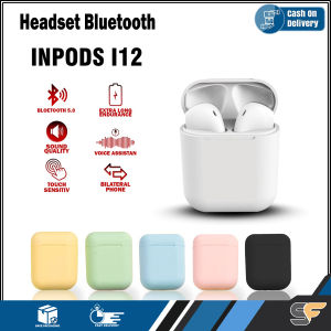 Headset Bluetooth Wireless i12 Macaron Support untuk Semua Smartphone