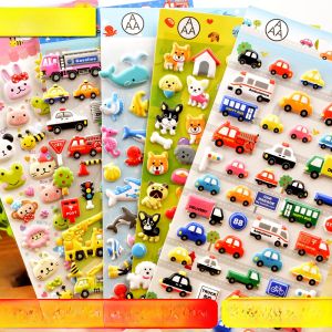 3D Bubble Stickers for Children Dinosaur Animal Car Boys Girls Kindergarten Baby Reward Decorations Cute PVC Labels
