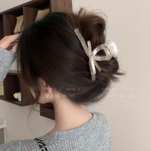 Large Polka Dot Butterfly Knot Hair Claw Clip Womens Unique Design Sensation Shark Clamp Fashionable Hair Accessories