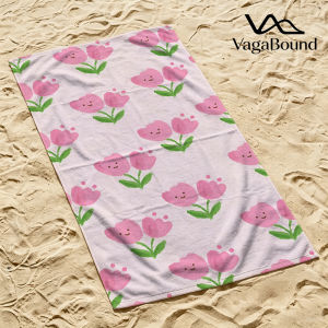 Smiley Tulips Quick Drying Beach Towels Ultra Lightweight Fast-drying Super Absorbent It is a must-have item for summer