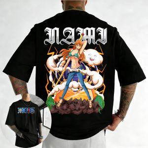 Bandai | ONE PIECE Anime Mens and Womens Summer T-shirt 2026 New Nami Printed Harajuku Large Loose Casual Y2K Parent Child Top