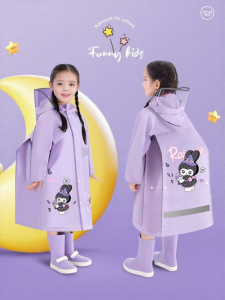 WANBAOLV | Waterproof and Cute Long Children Raincoat with Schoolbag Position