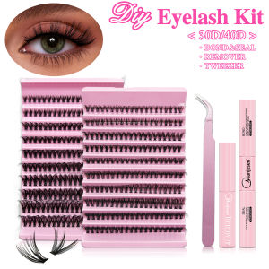DIY Eyelashes extensions kit 200ps lash clusters8-16mm false eyelashes Fake eyelashes Makeup tools eyelash glue&lashes＆tweezers