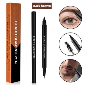 Double-Headed Waterproof Beard Styling Pen Brush Set Mens Eyebrow Filling Pen Natural 3D Beauty Makeup Easy Coloring Long-Lasting