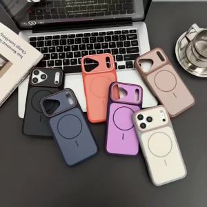 Luxury Silicone Armor Bumper Shockproof Matte Magnetic Case for iPhone 17 16 15 14 Plus 13 12 11 Pro Max For Magsafe Hard Cover