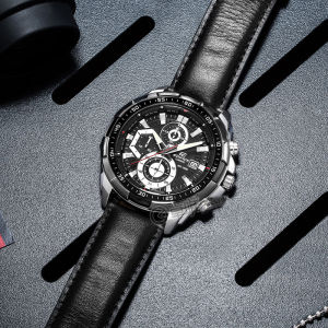 Casio | นาฬิกาแฟชั่นผู้ชายสายหนังกันน้ำหน้าปัดใหญ่ระบบควอทซ์