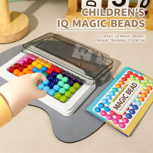 40 Challenges 12PCS Blocks Children 2D 3D IQ Board Game Toy Intellectual Magic Beads Pyramid Game Reasoning Colorful Puzzle