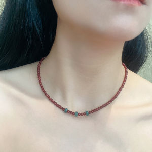Natural Red Agate Emerald Necklace New Chinese Style Accessories Lucky Year Red Beaded Clavicle Chain Womens Wealth Attraction