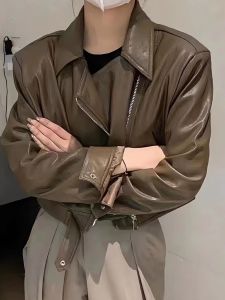 Áo Khoác Da PU Mềm Thường Ngày Cho Nữ Mùa Thu 2023 Áo Khoác Da Xe Máy Ngắn Ôm Vừa Vặn Áo Khoác Ngoài Bằng Da Tổng Hợp