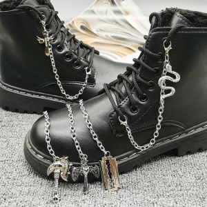 1PC Punk Bling Cross Shoe Chain Decoration Vintage Silvery Blade Shoe DIY Accessories Personalized Ax Shoe Clip Snake Shoe Charm