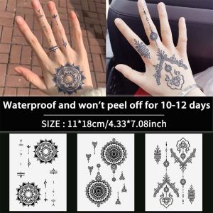 Elegant Henna Waterproof Temporary Tattoo Stickers Long-lasting Waterproof for One to Two Weeks For Women Arm Palm Leg