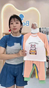 Dài tay cài chéo in xe BT007 BENTY chất vải mềm mịn cao cấp đồ bộ trẻ em chính hãng