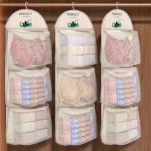 Cute Panda Multi Layer Mesh Hanging Storage Bag Over The Door Closet Organizer For Lingerie Socks And Small Accessories