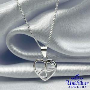 Unisilver 925 Sterling Silver Heart Necklace-Womens accessories (NP294)