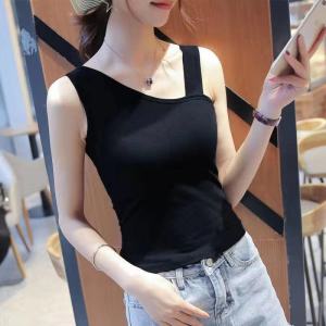 Elegant Black Strap Vest Womens Inner Wear Spring Summer Outdoor Fashion Back Design Slim Fit Polyester Casual Style