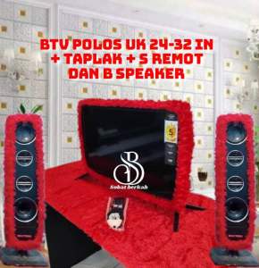 Paket hemat 5in1 Bando tv polos uk 24-32 in / 34-42 in + taplak tv + bando speaker dan sarung remot karakter