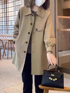 Chic High-end French Design Petite Leisure Mid-long Trench Coat