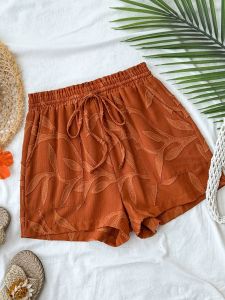 Womens Shorts Orange Casual Lace Up Waist Vacation Casual Shorts Summer and Spring Party Beach Wear